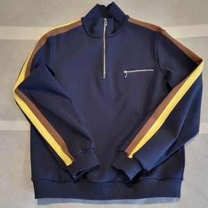 Tory Burch Half Zipped Knitted Top Pullover Jacket Blue Women's Small